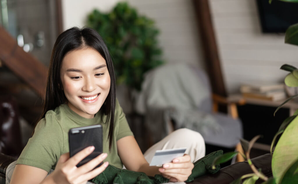 woman paying for purchase online