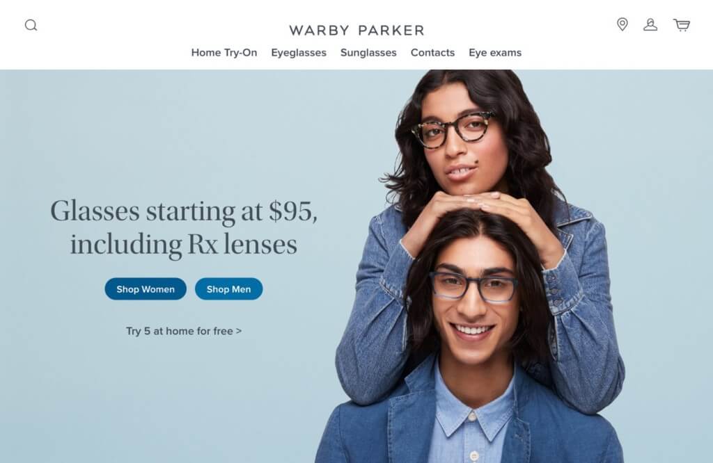 Warby Parker home hero