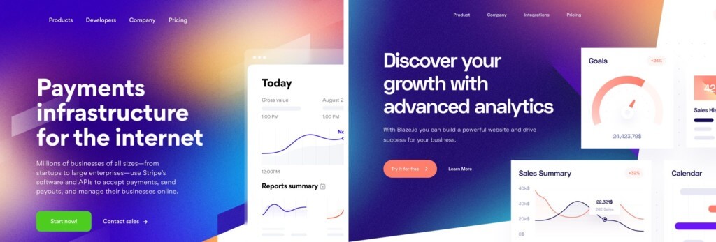 stripe like website design