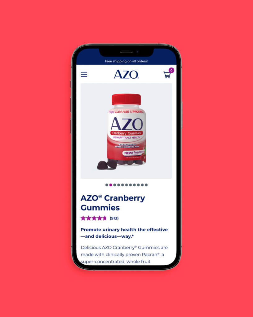 AZO cranberry gummies product page mobile